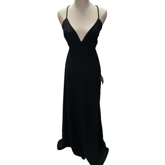 New Lulus‎ Be My Date Black Lace-Up Maxi Dress Womens Large Classic Formal - Picture 2 of 13
